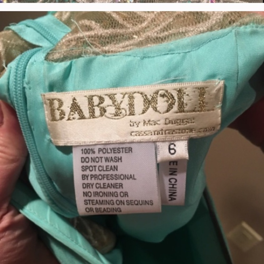 Feather Mint Formal Dress Mac Duggal Brand - Picture 4 of 4